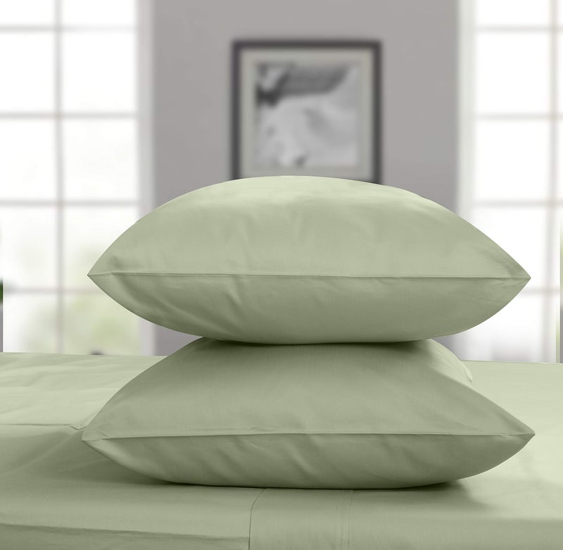 Threadmill Pillow Cases Standard Size | 800 Thread Count Sateen Weave | 100% Cotton 2 Piece Solid Pillow Covers | Extra Long Staple Cotton | Hotel Quality Sage Green Pillow Covers - Image 1